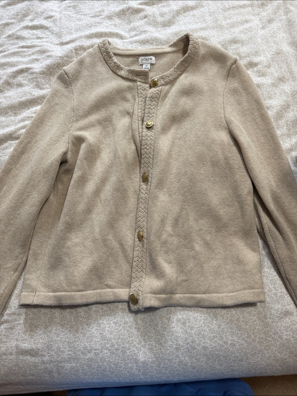 J. Crew Women’s Cream Button-Up Knit Cardigan with Gold Buttons